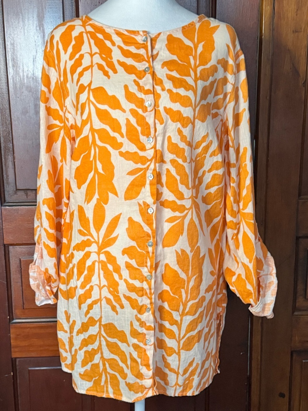Rachel Zoe 100% Linen Button Down Tunic Top Size 1X
